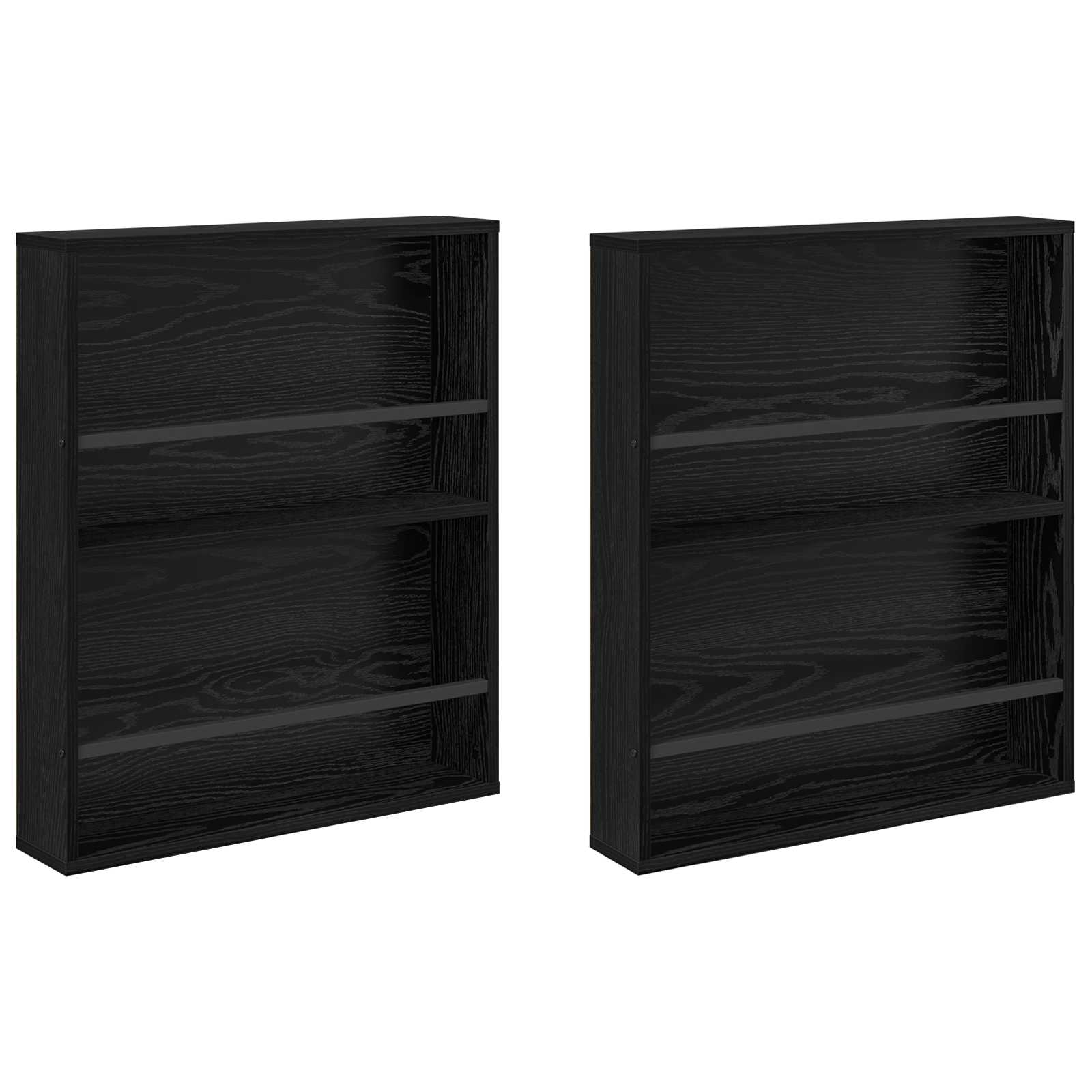 Vidaxl Magazine Rack 2 Pcs Black Oak 60 X 12 X 70 Cm Engineered Wood 8721364332591