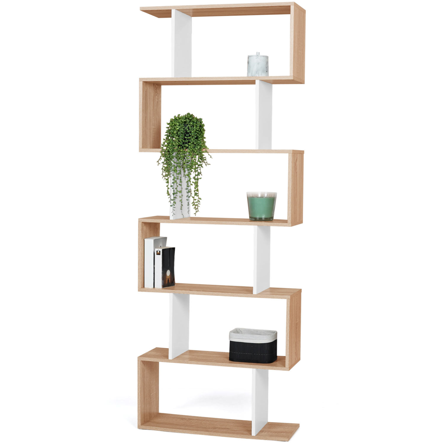 Idmarket - Etagère Bibliothèque Sofia Forme S Façon Hêtre Et Blanc 189 Cm