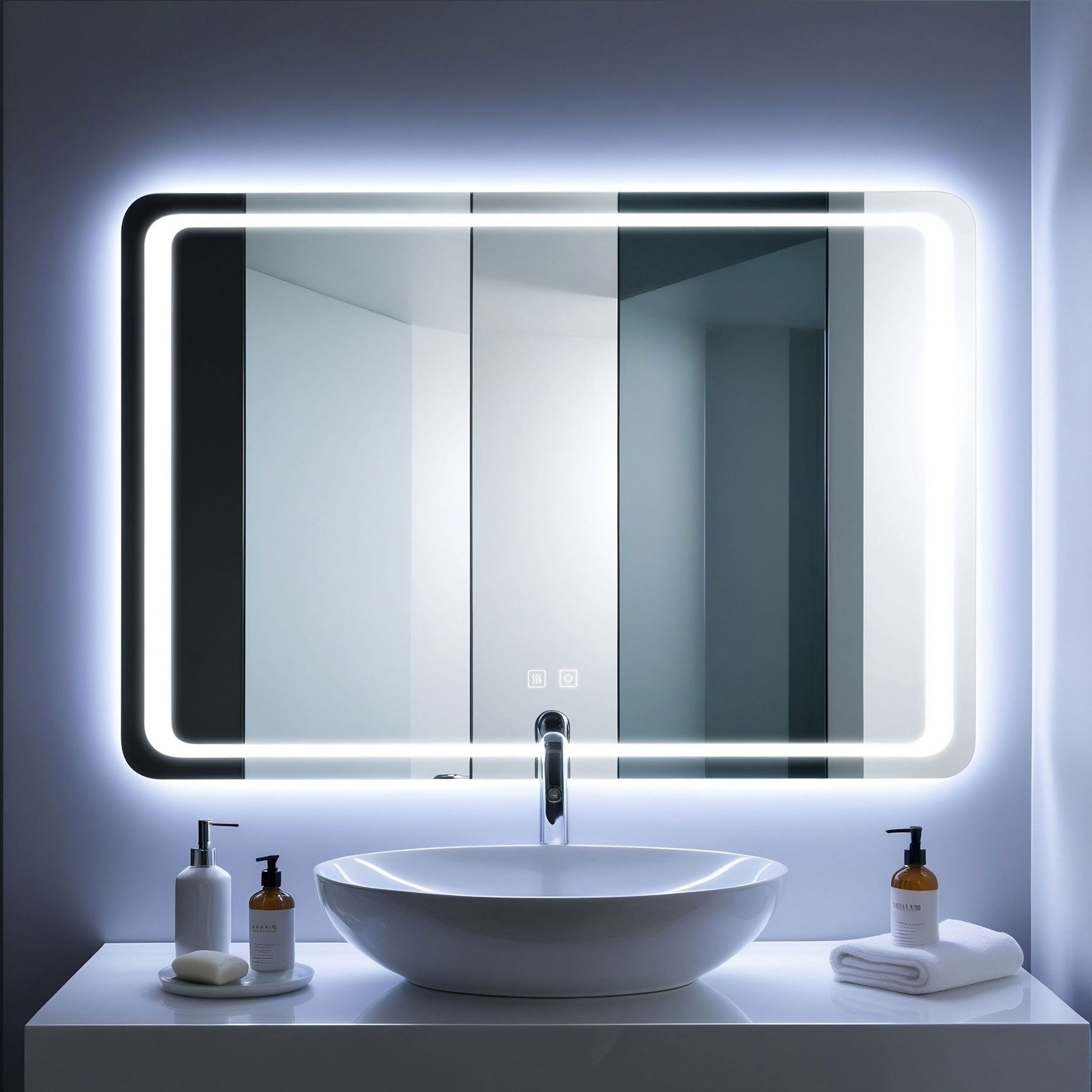 Saniland Miroir Led Moderne Pour Salle De Bain - Éclairage 6000k Avec