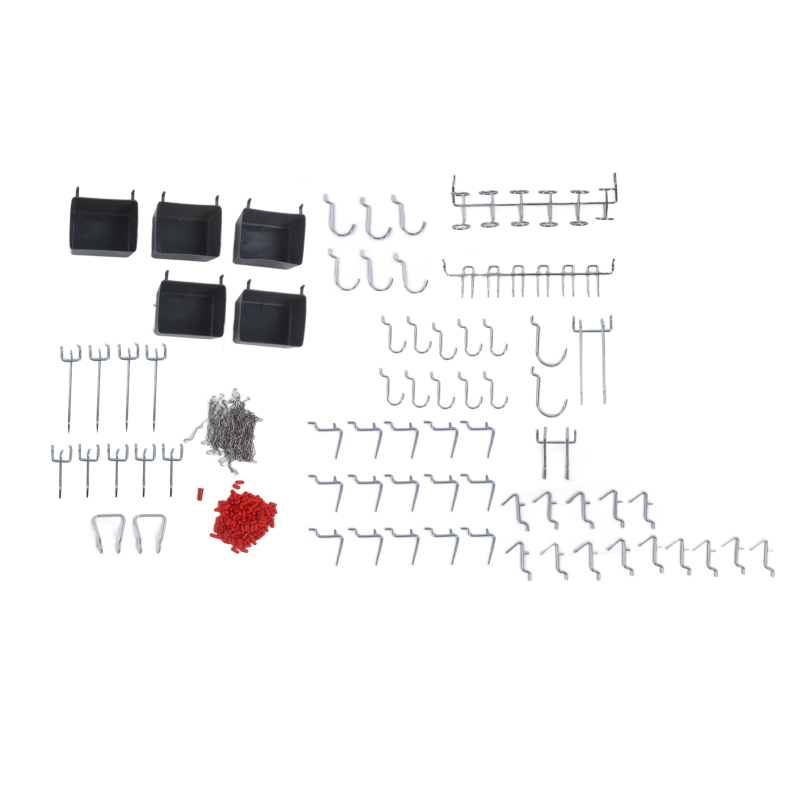 Crochets pour panneau perforé en acier inoxydable, kit de 114 pièces, porte-tournevis et crochets assortis