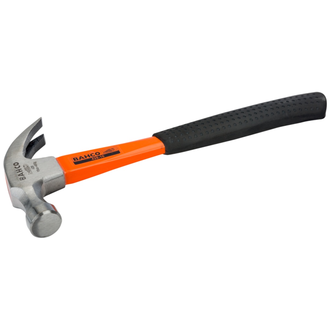 Bahco Orange Hammer, Klauenhammer Mit Gummigriff Und Fiberglasstiel 450 G (680 G) - Bild 3