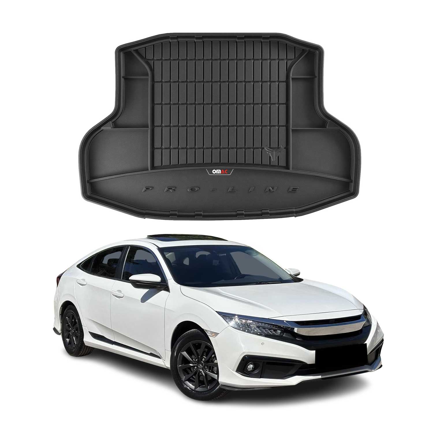 Omac Schwarz Gummi Kofferraumwanne Für Honda Civic X Stufenheck 2017-2021 Tpe