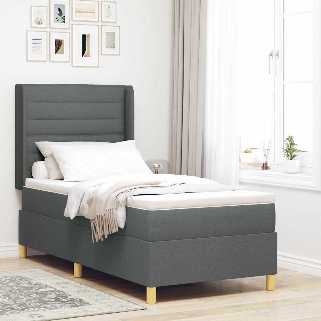Letto A Molle Con Materasso Grigio Scuro 80 X 200 Cm Tessuto Vidaxl