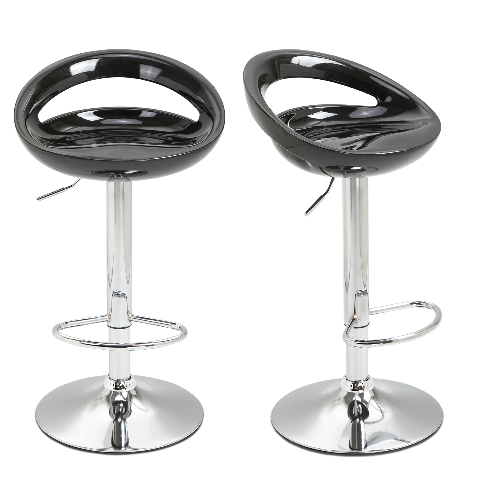 HOMCOM 2 taburetes de bar, sillas de bar de altura ajustable, silla alta de cocina con reposapiés