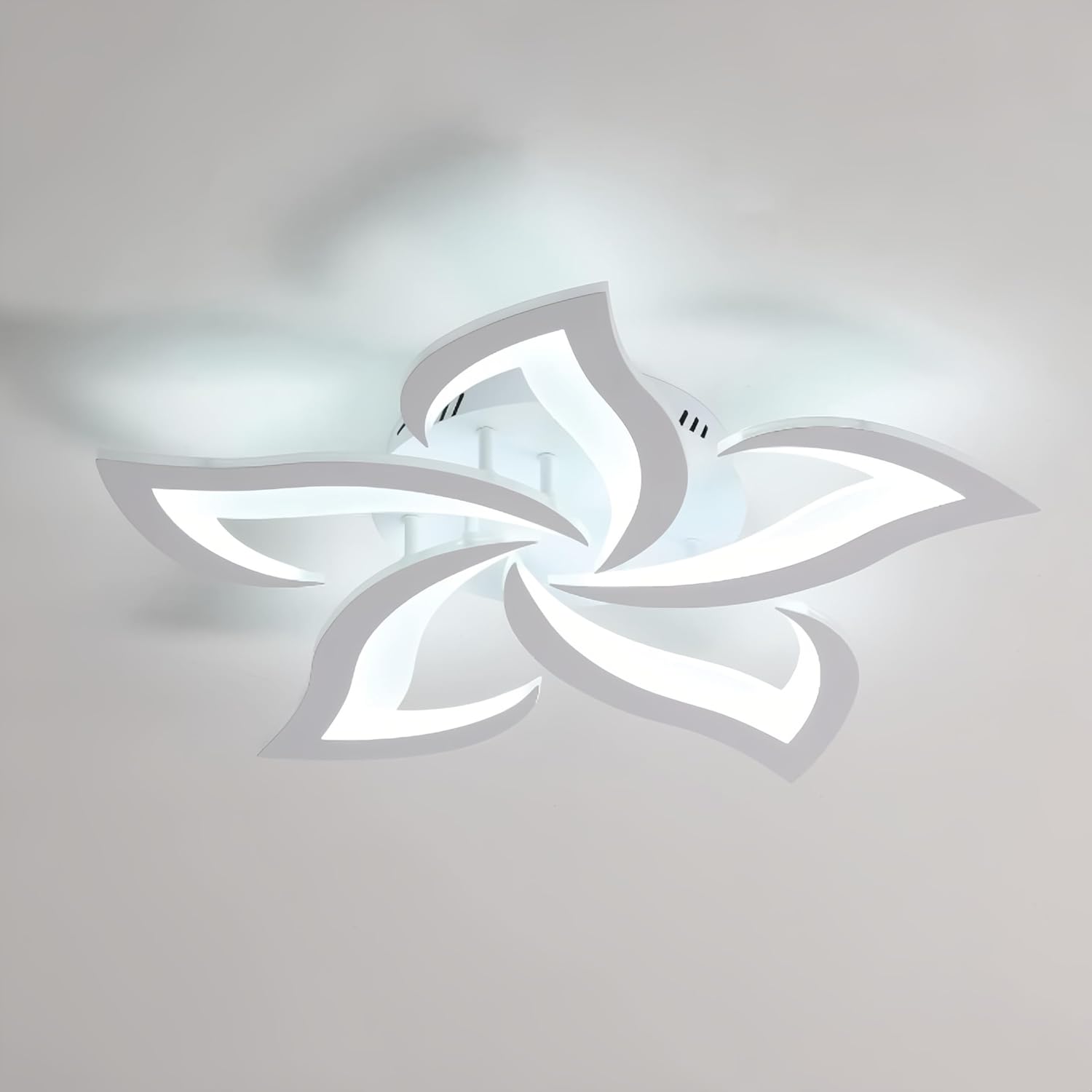 Goeco - Plafonnier Led 60w 4600lm Dia 60cm Blanc Froid 6000k Luminaire Moderne De Pétale Pour Salon Cuisine Salle De Bain Chambre Salle À Manger(blanc)