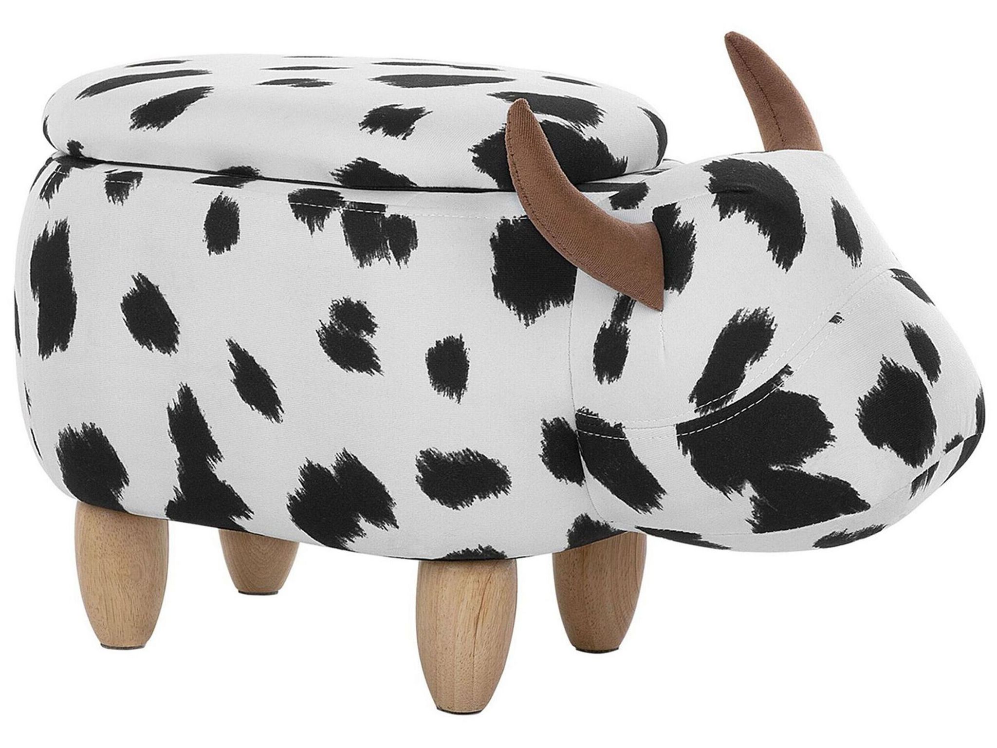 Beliani Storage Animal Stool Cow Fabric White