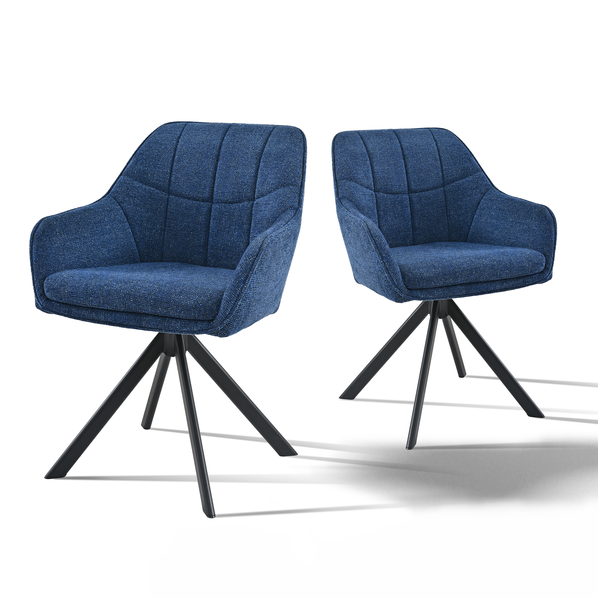 Goeurvant Chaises Pivotante Confortable Avec Dossier Large Et Accoudoirs Ergonomiques - Lot De 2 - Bleu Foncé - Chenille