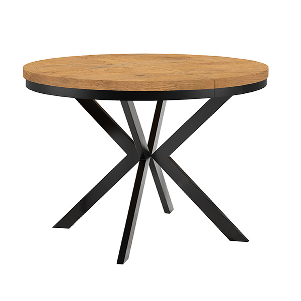 Table De Salle À Manger Ronde Extensible Endik Avec Cerclage Métallique