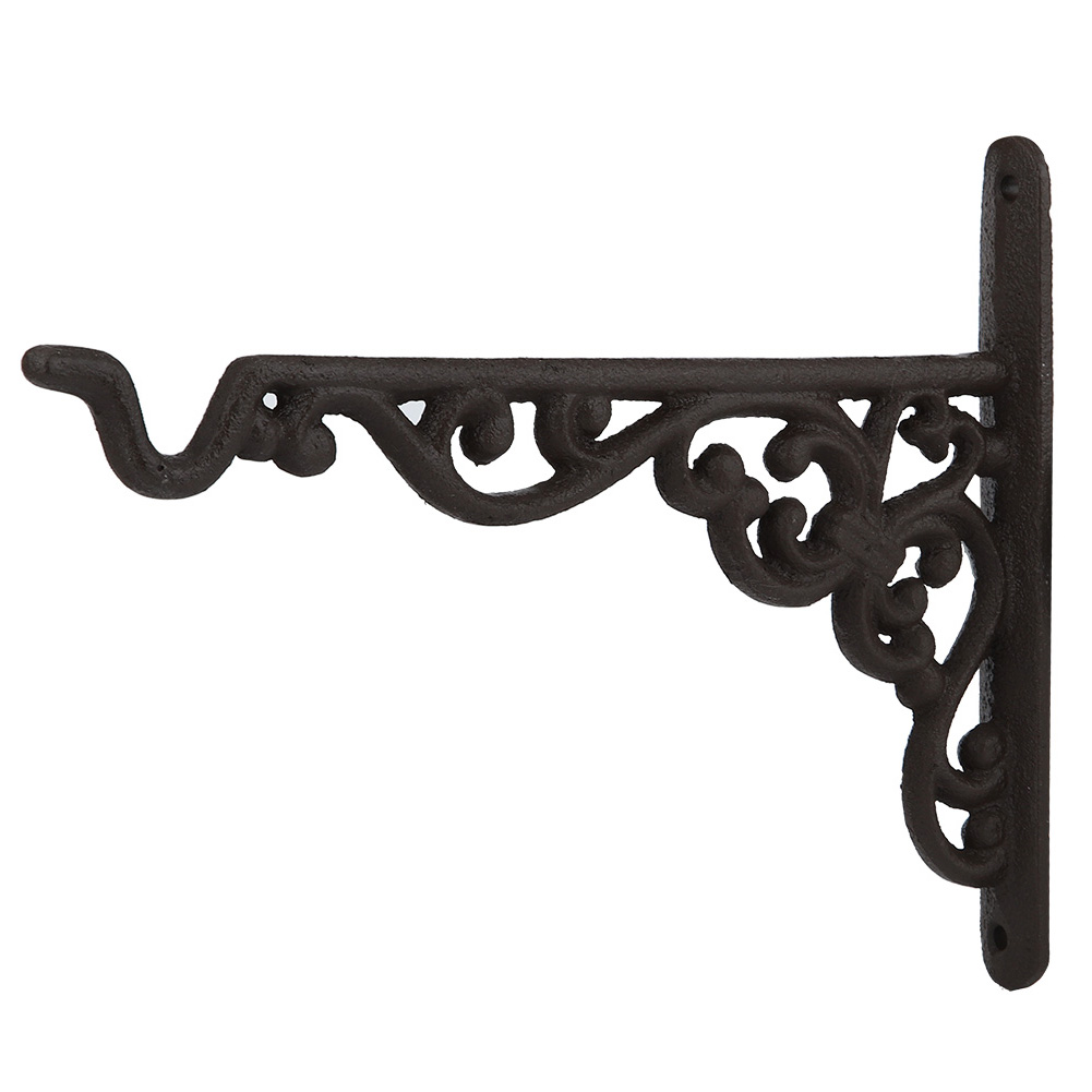 Crochet mural en fonte pour plantes et décorations, marron foncé, 23,3 cm