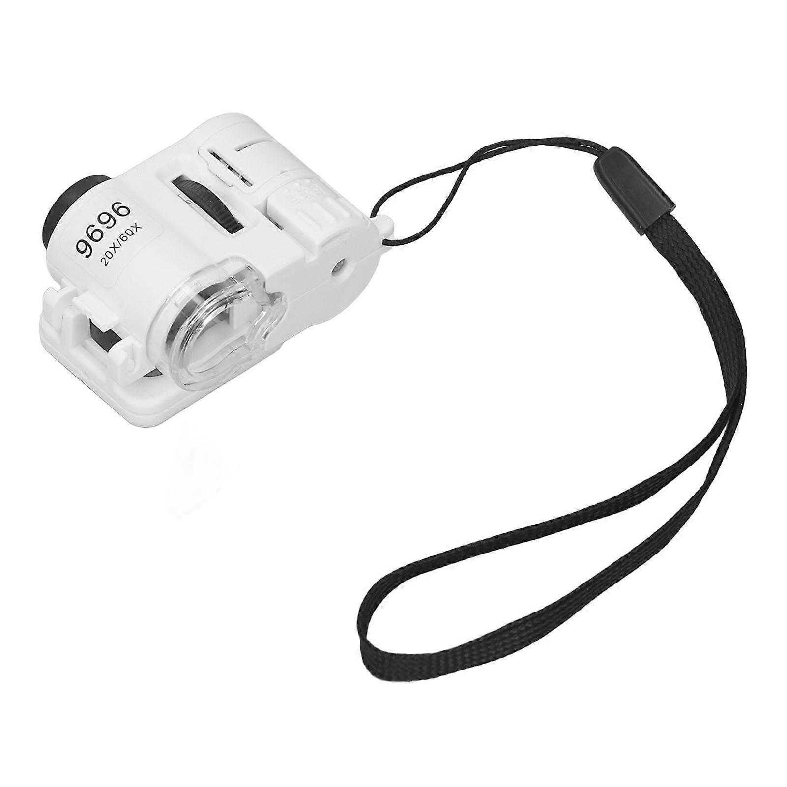 Loupe de poche pliable LED, grossissement 20x et 60x, lumière réglable