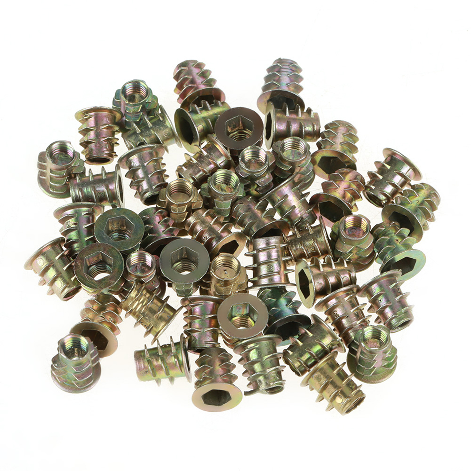 Jeffergarden 50 Écrous De Meubles À Tête Hexagonale En Alliage De Zinc M5 10 Mm Filetés Pour Insert En Bois