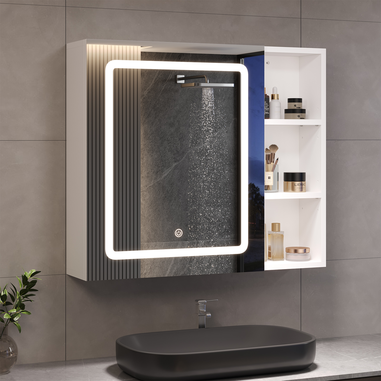 Frhnenha - Armoire De Toilette Miroir Avec Éclairage Led Orientable