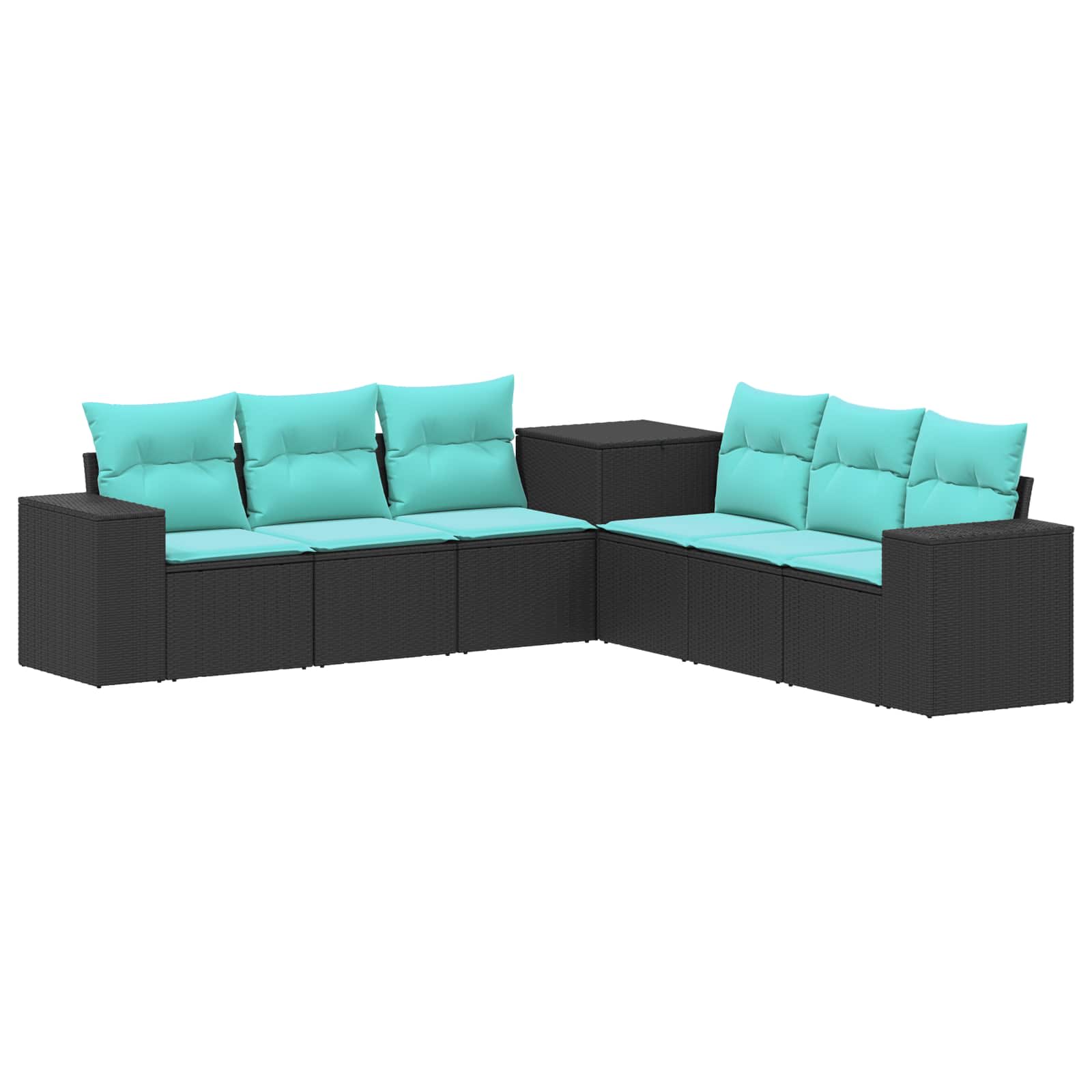 Vidaxl Schwarz Sofa-Set 7 Stk. Und Blau 55 X 55 X 69 Cm