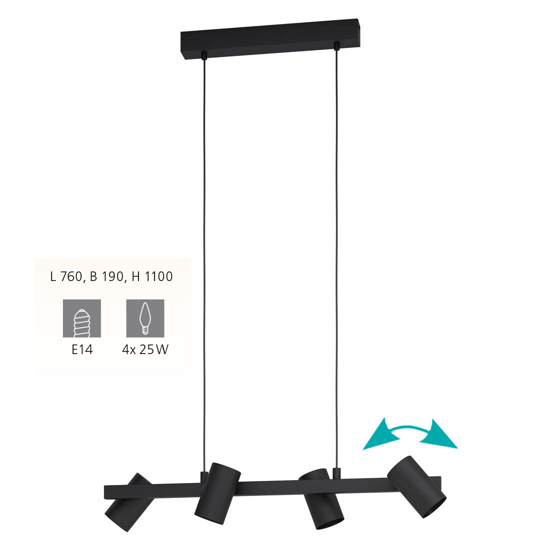 EGLO Moderne LED Ready Pendelleuchte schwarz Eglo GATUELA 99463 - Bild 7