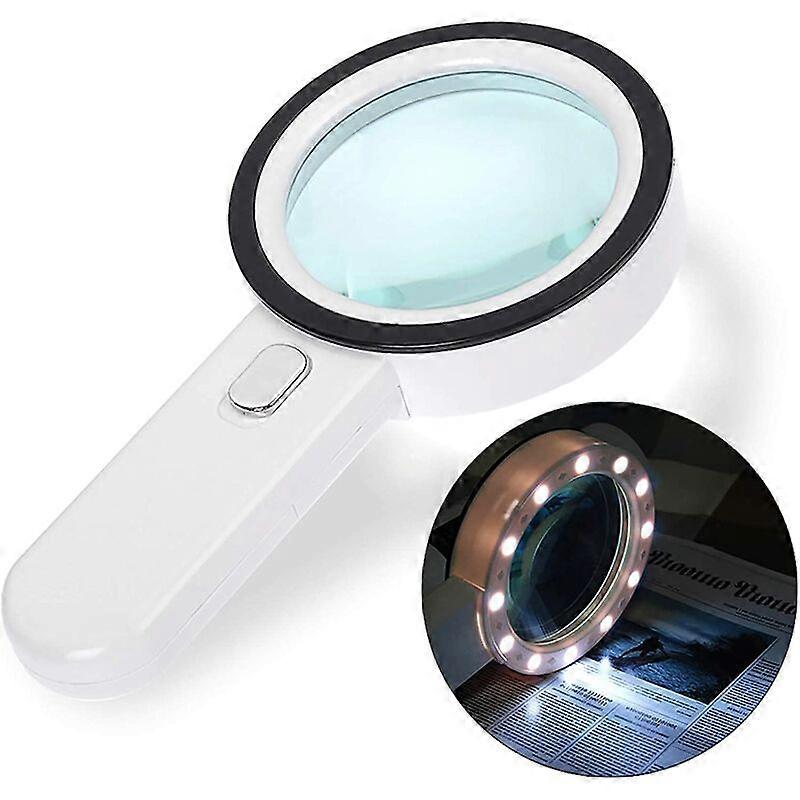 Loupe à main 30x avec 12 LED, lentille 8 cm, verre ABS, 2 piles AA, lot de 1