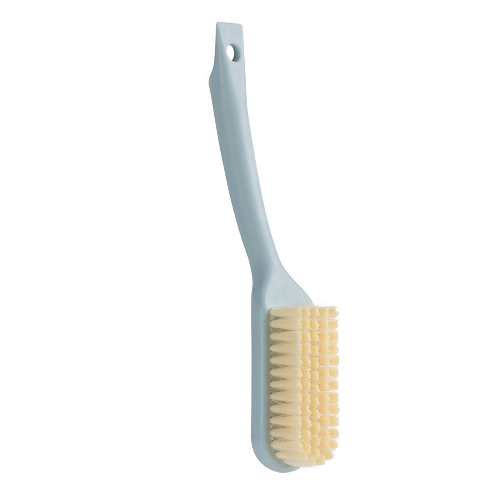 Brosse à chaussures bleue à poils doux, long manche ergonomique, poignée suspendue