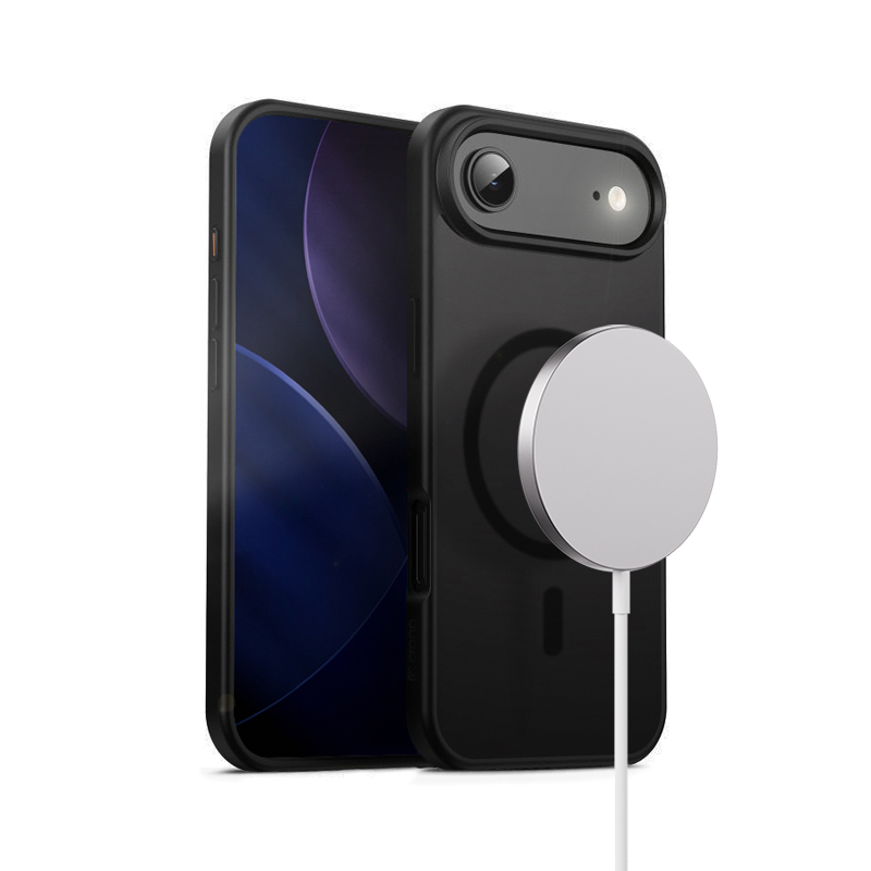 Oem Schwarz Crong Hybrid Frost Mag Cover - Magsafe Iphone Air Hülle (Schwarz)