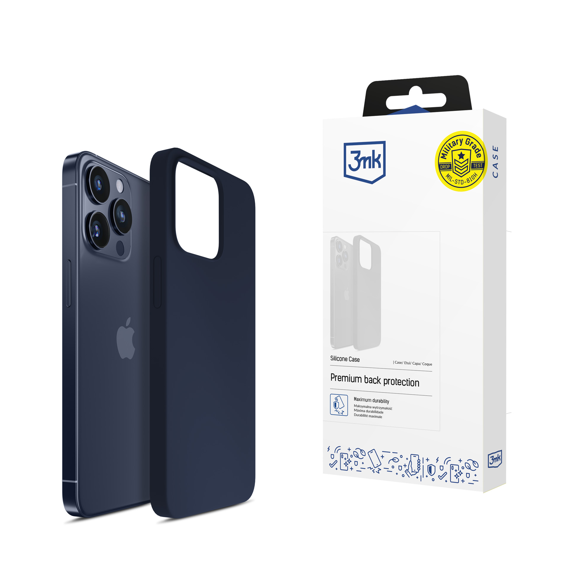 Oem Tiefblau Apple Iphone 15 Pro Max – 3Mk Silikonhülle Dunkelblau