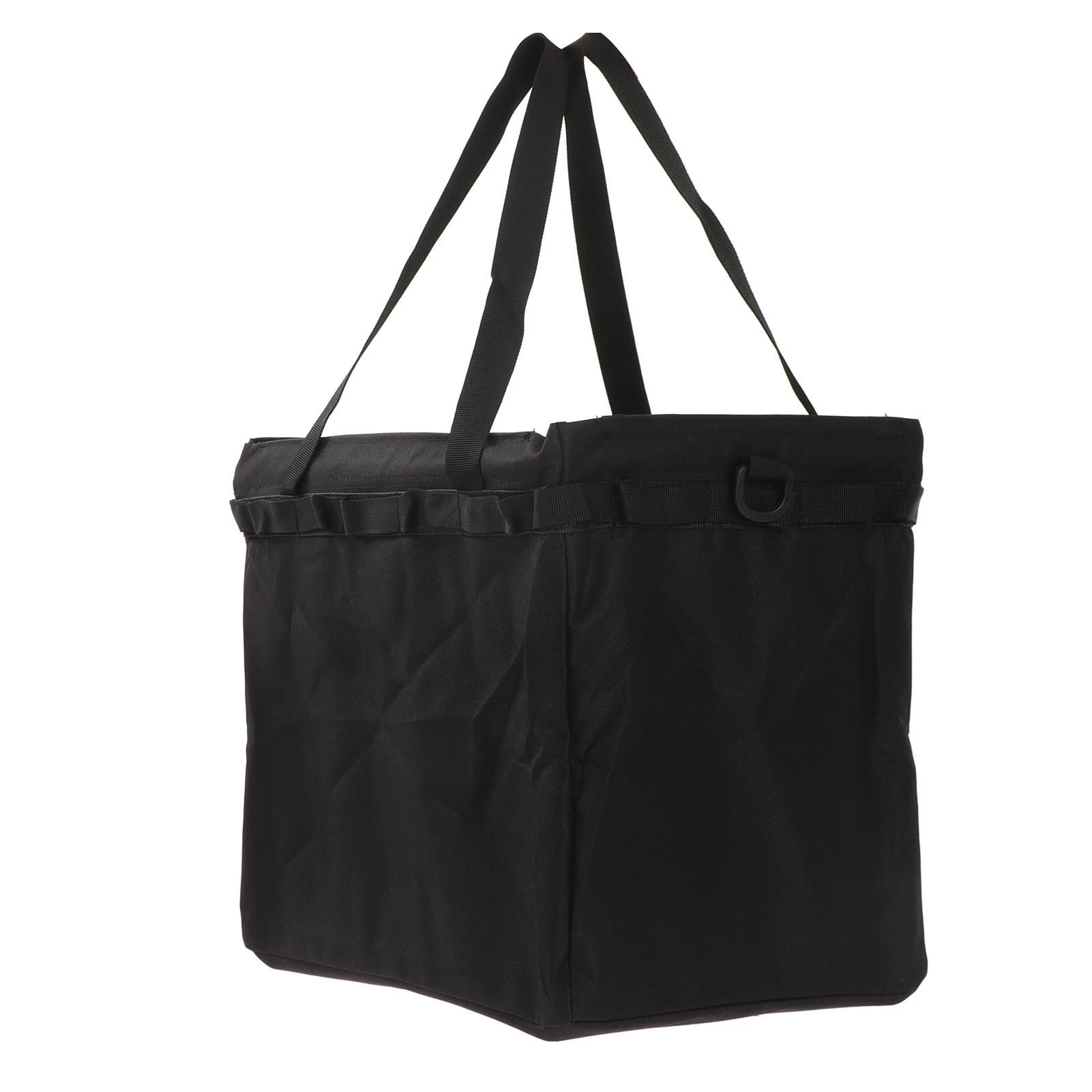 Sac à outils d'extérieur pliable en tissu Oxford et fil d'acier, 36 x 24,5 x 32 cm, 20 points de suspension et 2 boucles en D, noir
