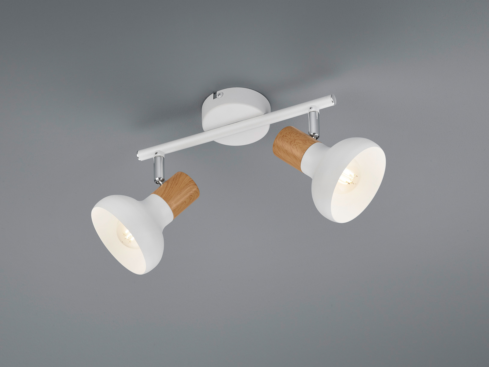 Deckenstrahler Latika Aus Metall In Weiß & Holzoptik, Breite 30cm