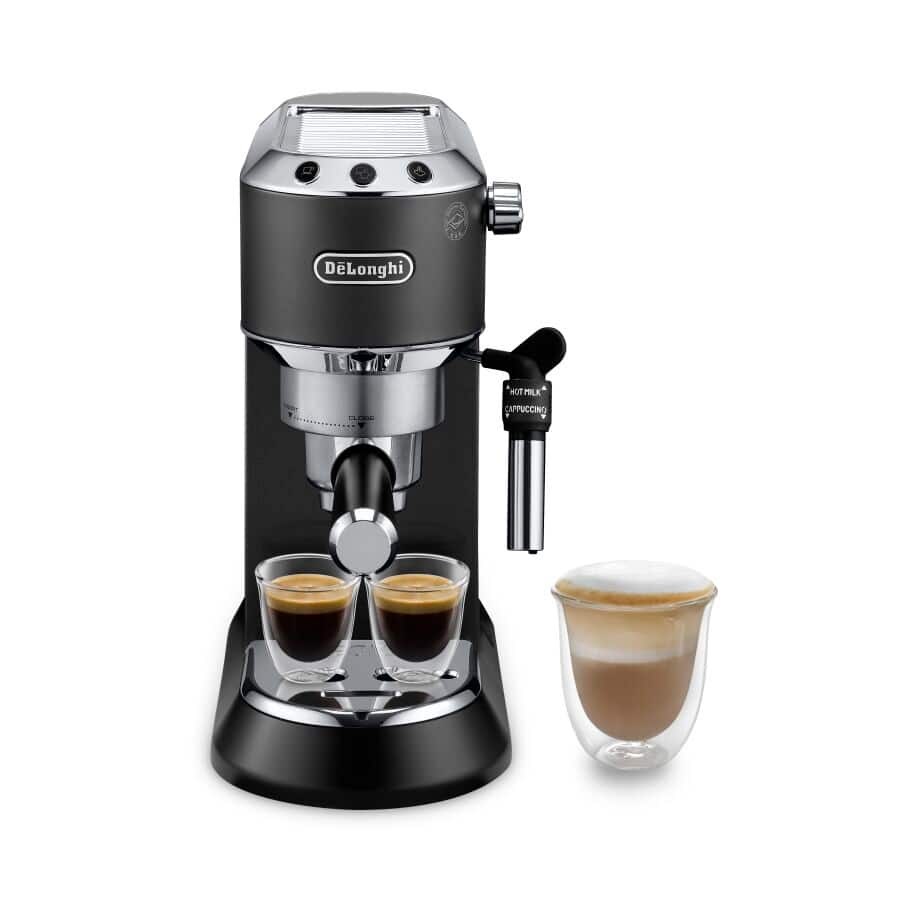 De'Longhi Dedica Style - Perfetto Kompakte Siebträgermaschine Espressomaschine mit Tasten, manuellem Milchaufschäumer für Espresso und Cappuccino, ESE Pad geeignet, 15cm breit, Schwarz (EC685.BK) - Bild 9