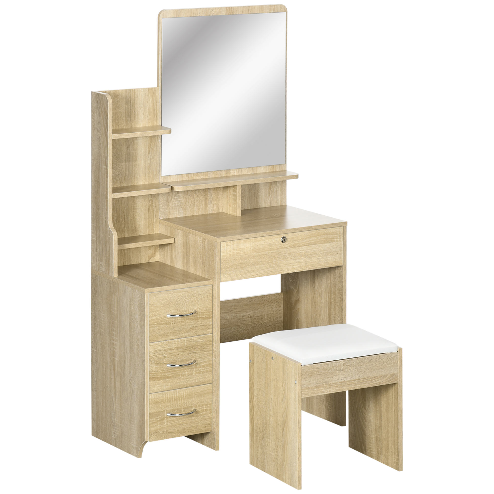 Homcom - Ensemble Coiffeuse Tabouret Design Contemporain