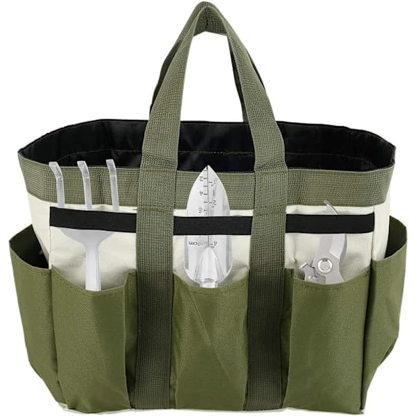 Sac de rangement porte-outils de jardin en tissu Oxford, 8 poches, vert