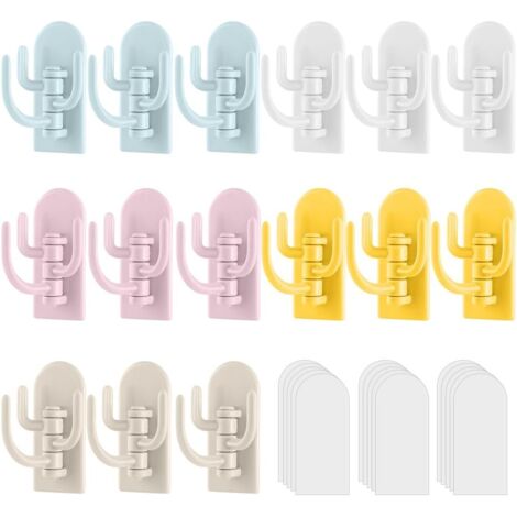 Crochets adhésifs muraux triple, plastique ABS, 5 kg, lot de 15