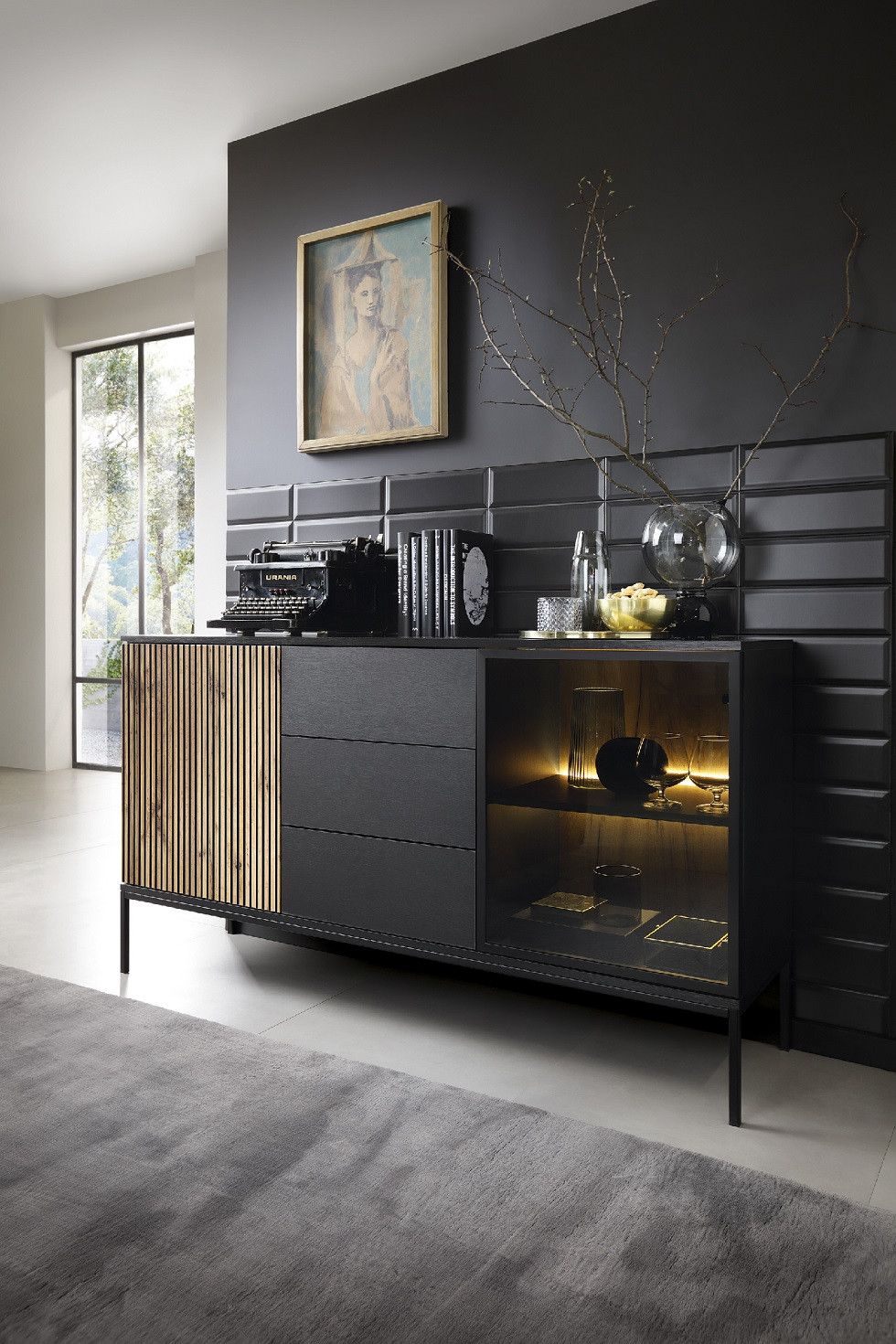 Azura Home Design - Buffet Odense 154 Cm Chêne Et Noir