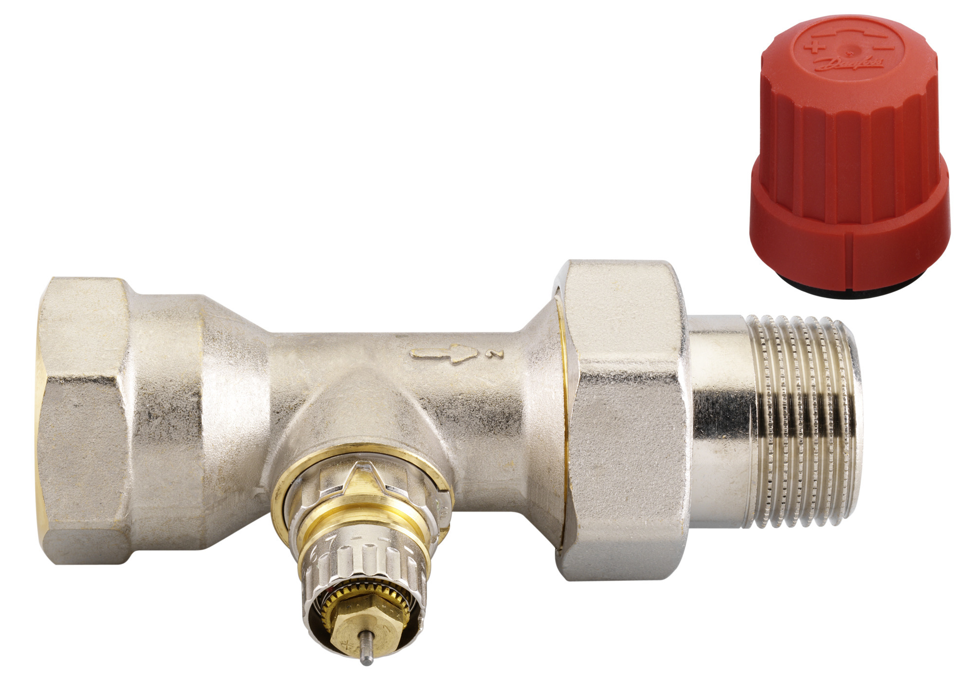 Danfoss Weiß - Ventilgehäuse Ra-N 25 R 1/1', Durchgangsausführung, Matt Vernickelt