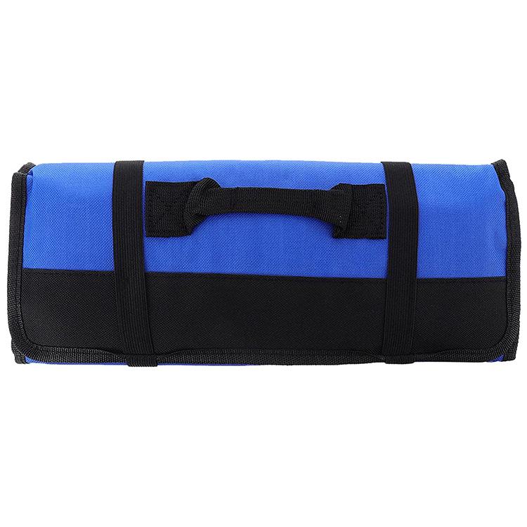Sac de rangement pour couteaux de chef en PU bleu, 58 x 35 cm, avec rouleau de transport
