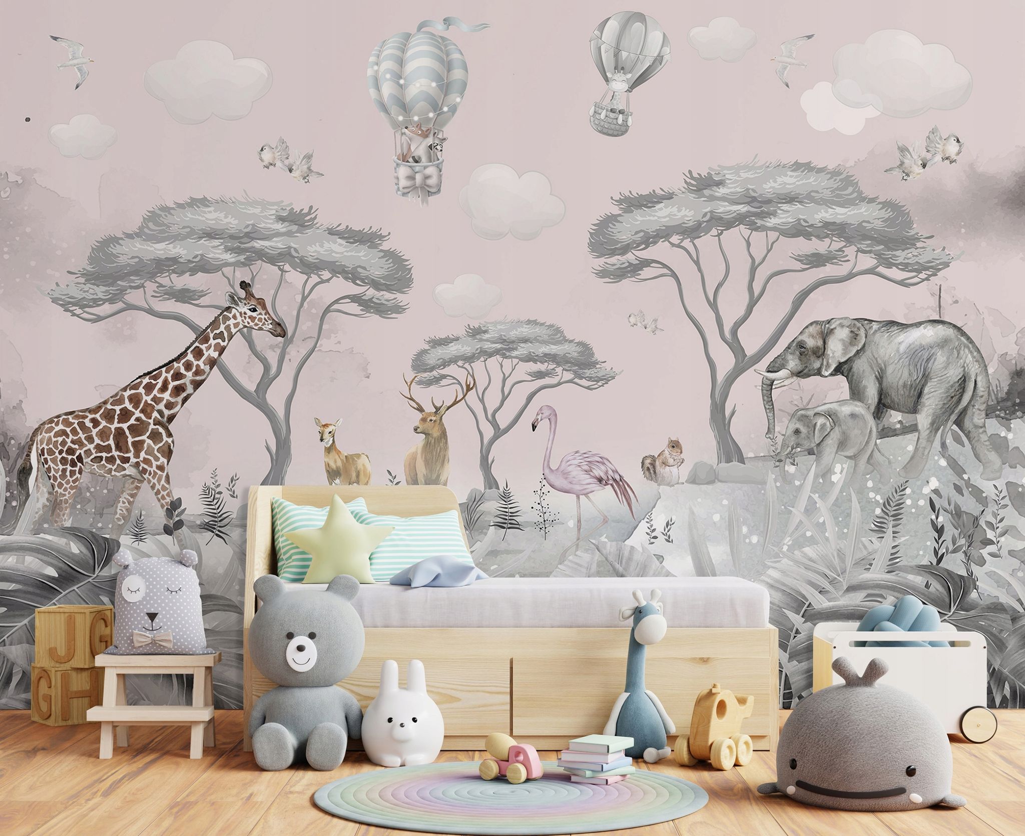 Wallarena Vlies Fototapete Kinderzimmer 150x105 Cm Dschungel Tiere - Fototapeten Tapeten Für Kinder Mädchen & Jungen - Kindertapete - Kinderzimmertapete Weiß