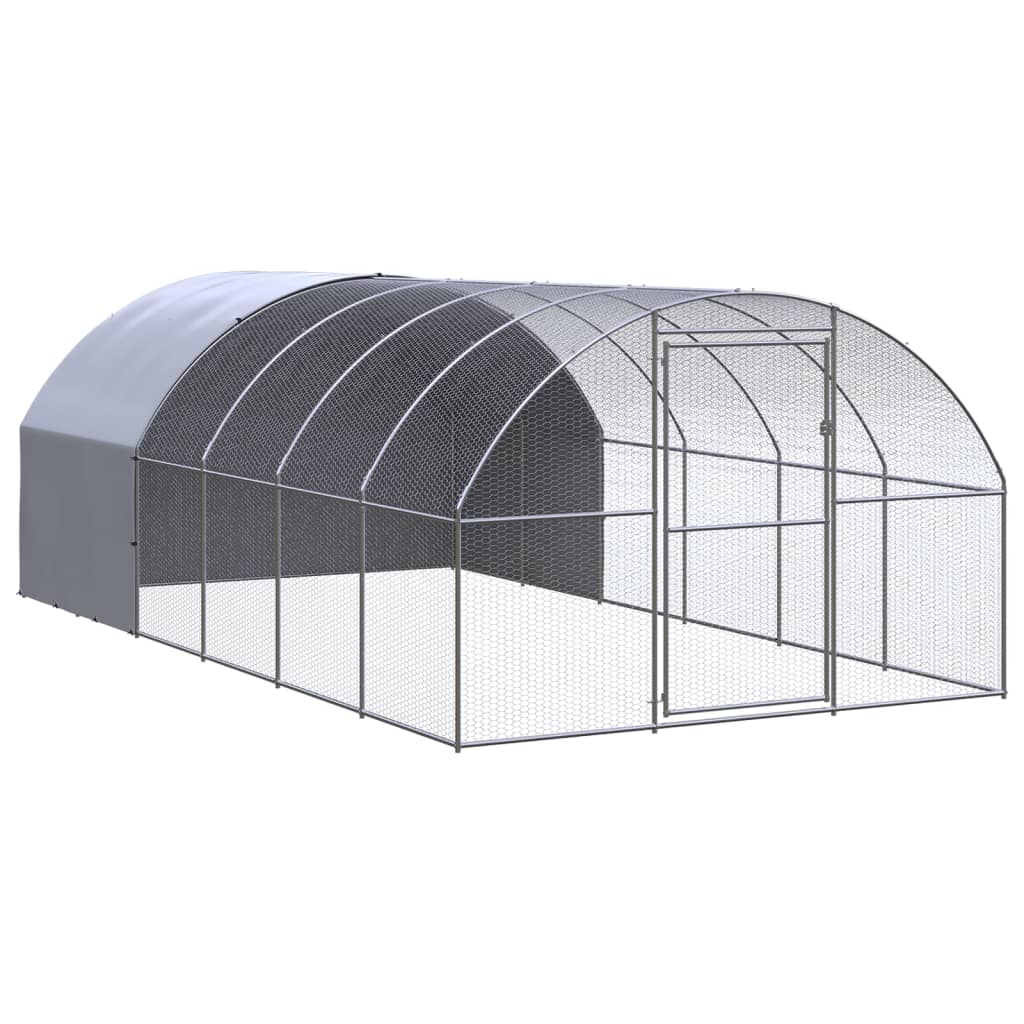 Vidaxl Grau Outdoor-Hühnerstall 3X6x2 M Verzinkter Stahl