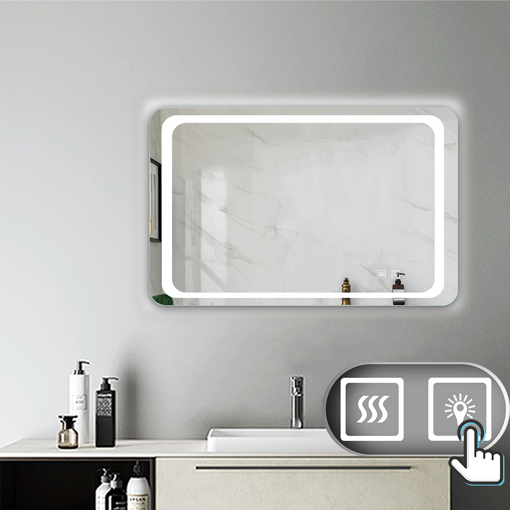 Aica Sanitaire - Miroir Salle De Bain 80x60cm Anti-buée Mural Lumière