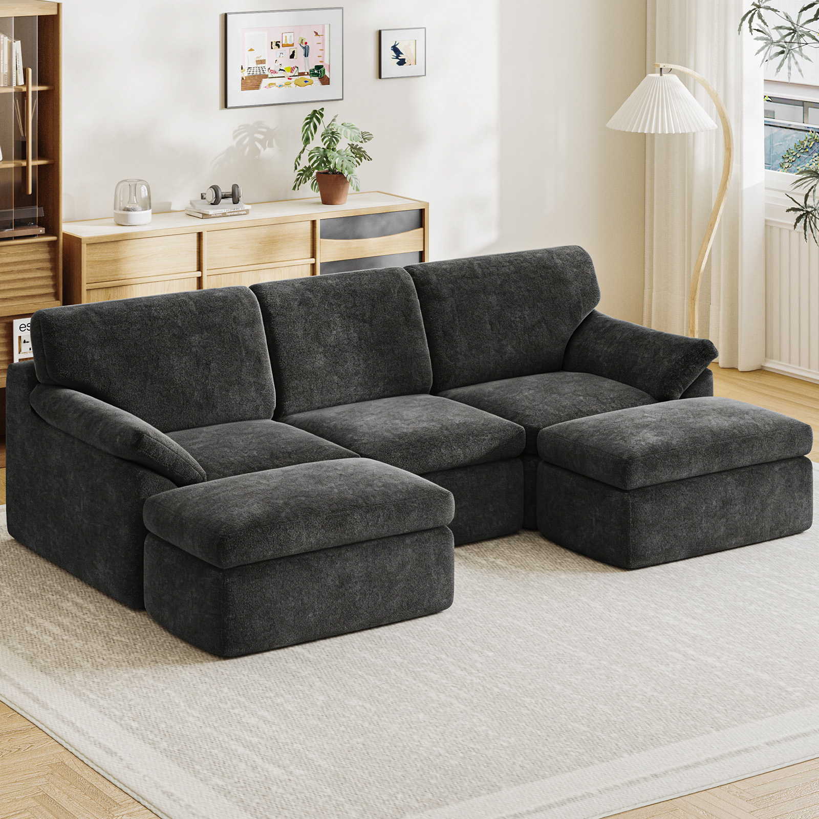 Canapé Modulable Sans Cadre Xhomrattan 240 X 140 X 65 Cm Avec Pouf