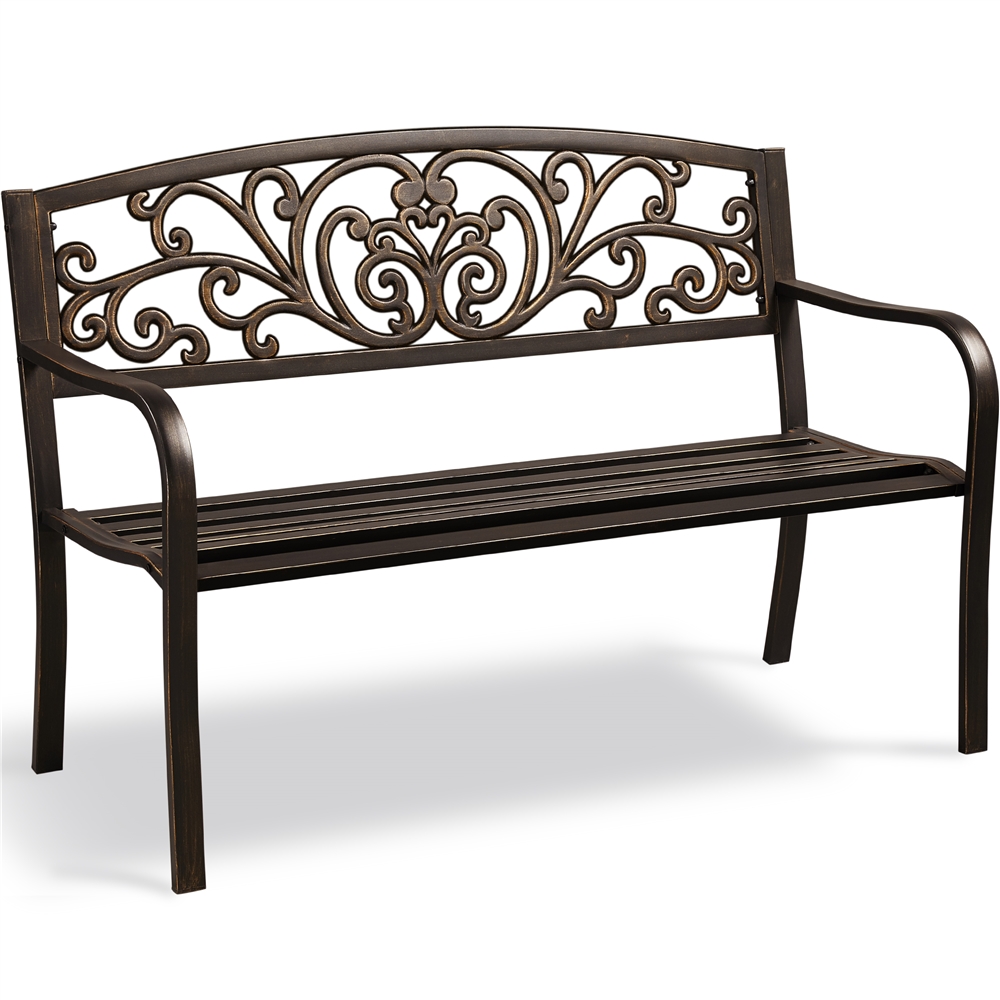 Yaheetech Banc De Jardin En Métal Extérieur Mobilier De Jardin Fer