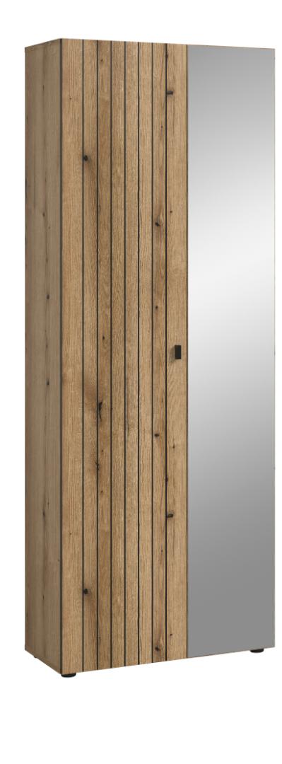 Station Kleiderschrank 1 Tür, 1 Spiegeltür Eiche Dekor.