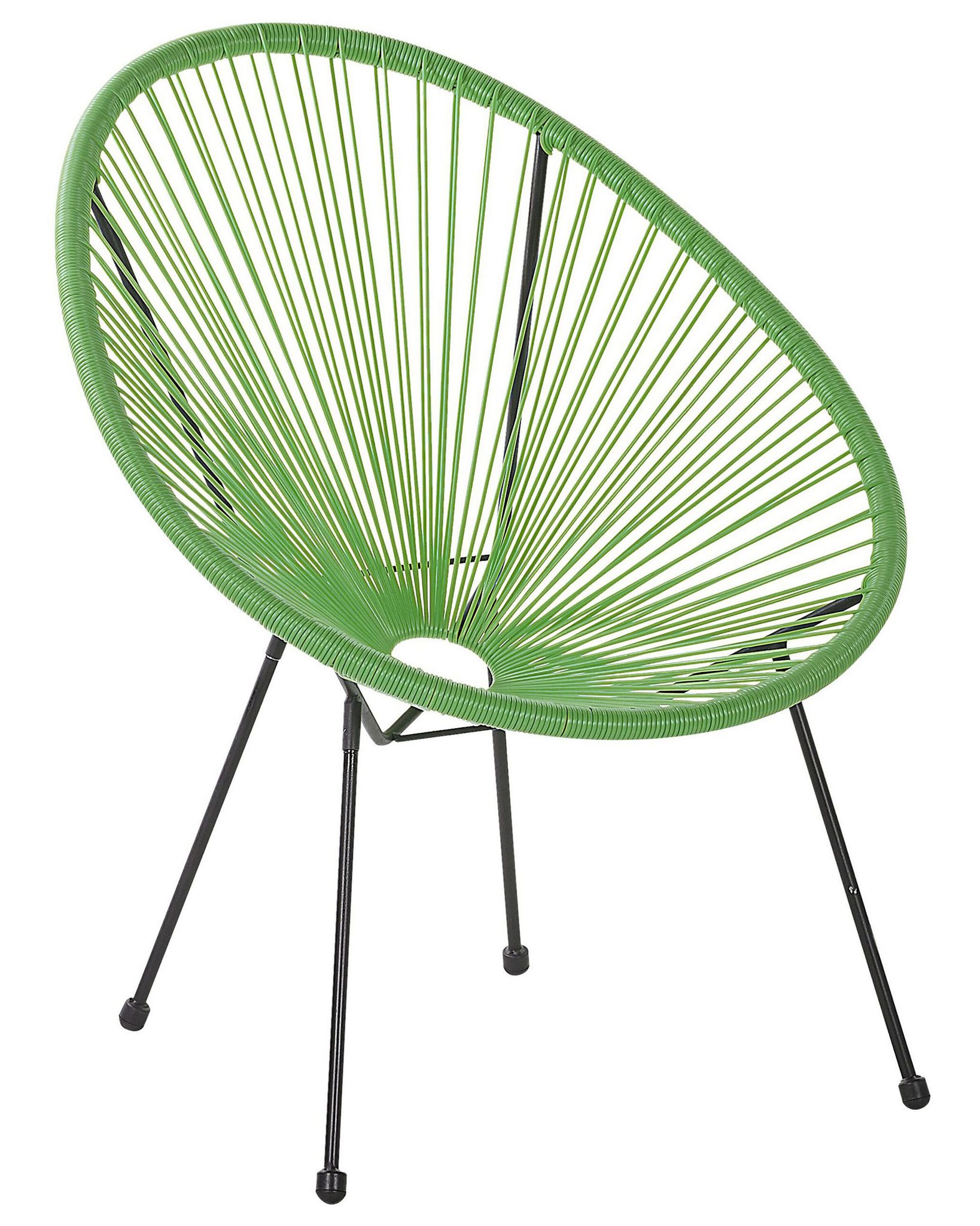 Beliani - Modern Accent Chair Round Pe Rattan Steel Living Room Green Acapulco Ii