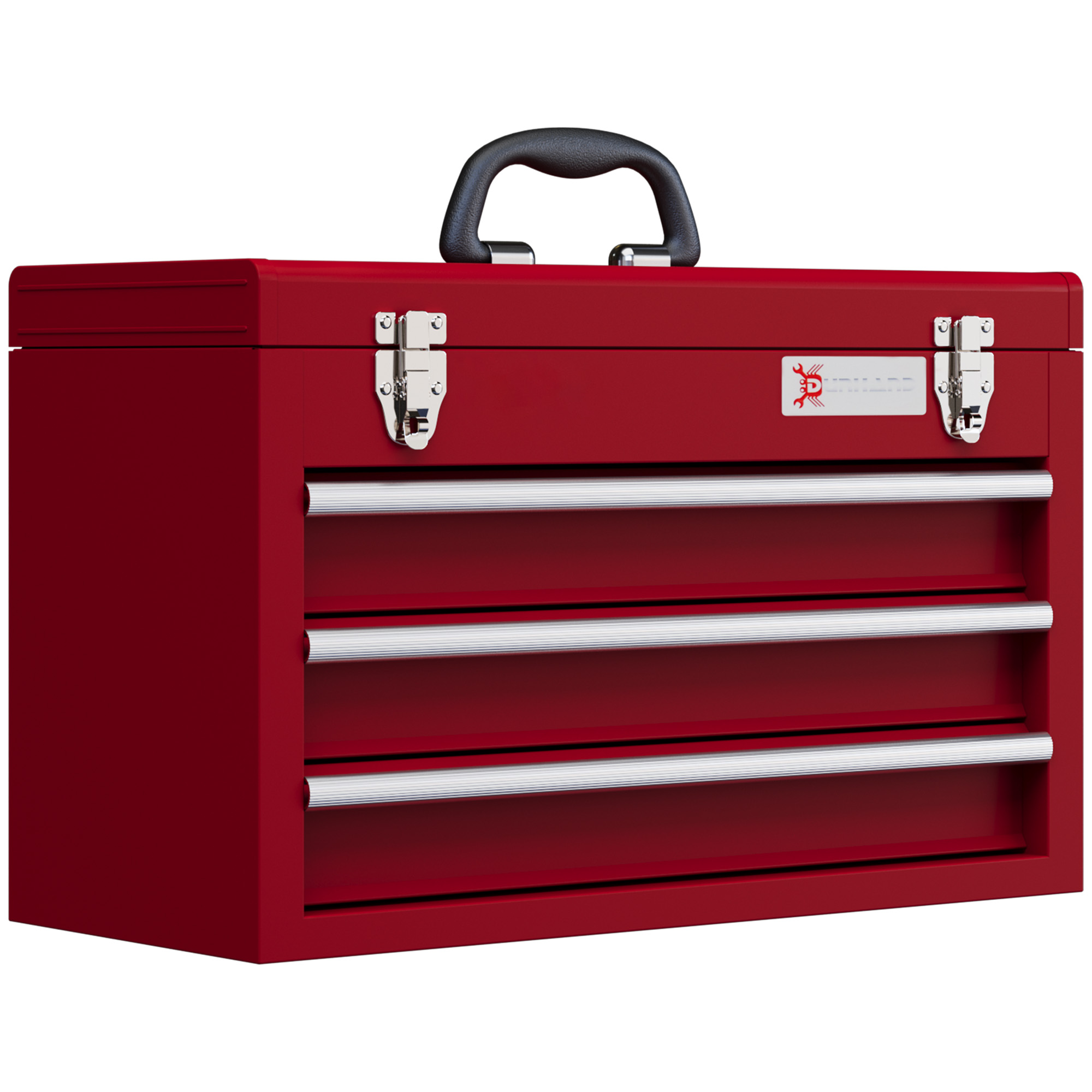 Boîte à outils vide en acier, 3 tiroirs coulissants et compartiment supérieur verrouillable, 51 x 22 x 32 cm, 16 kg