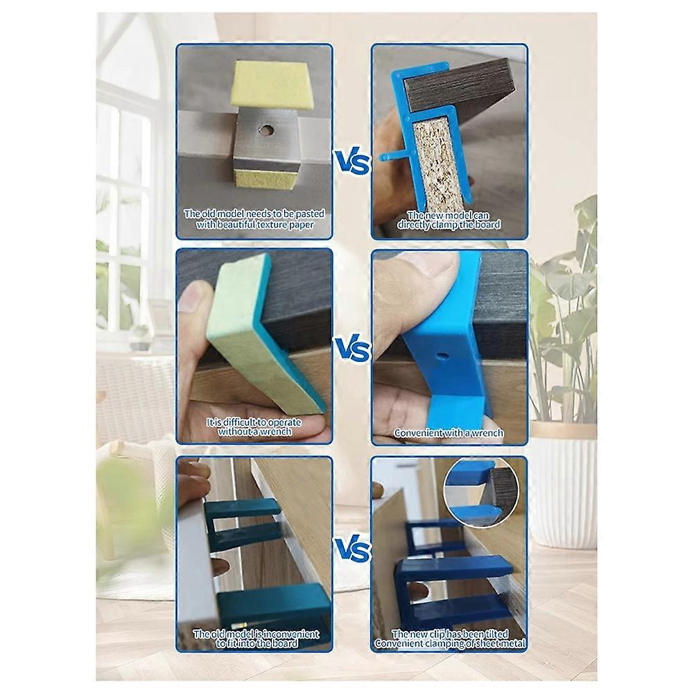 Pince de fixation pour panneau d'armoire, plastique bleu, 16 à 18 mm, lot de 2
