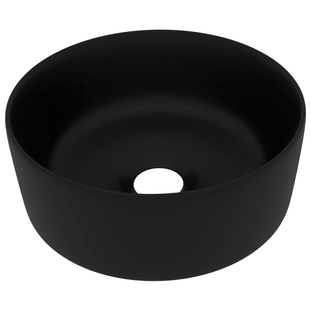 Luxury Wash Basin Round Matt Black 40x15 Cm Ceramic Vidaxl