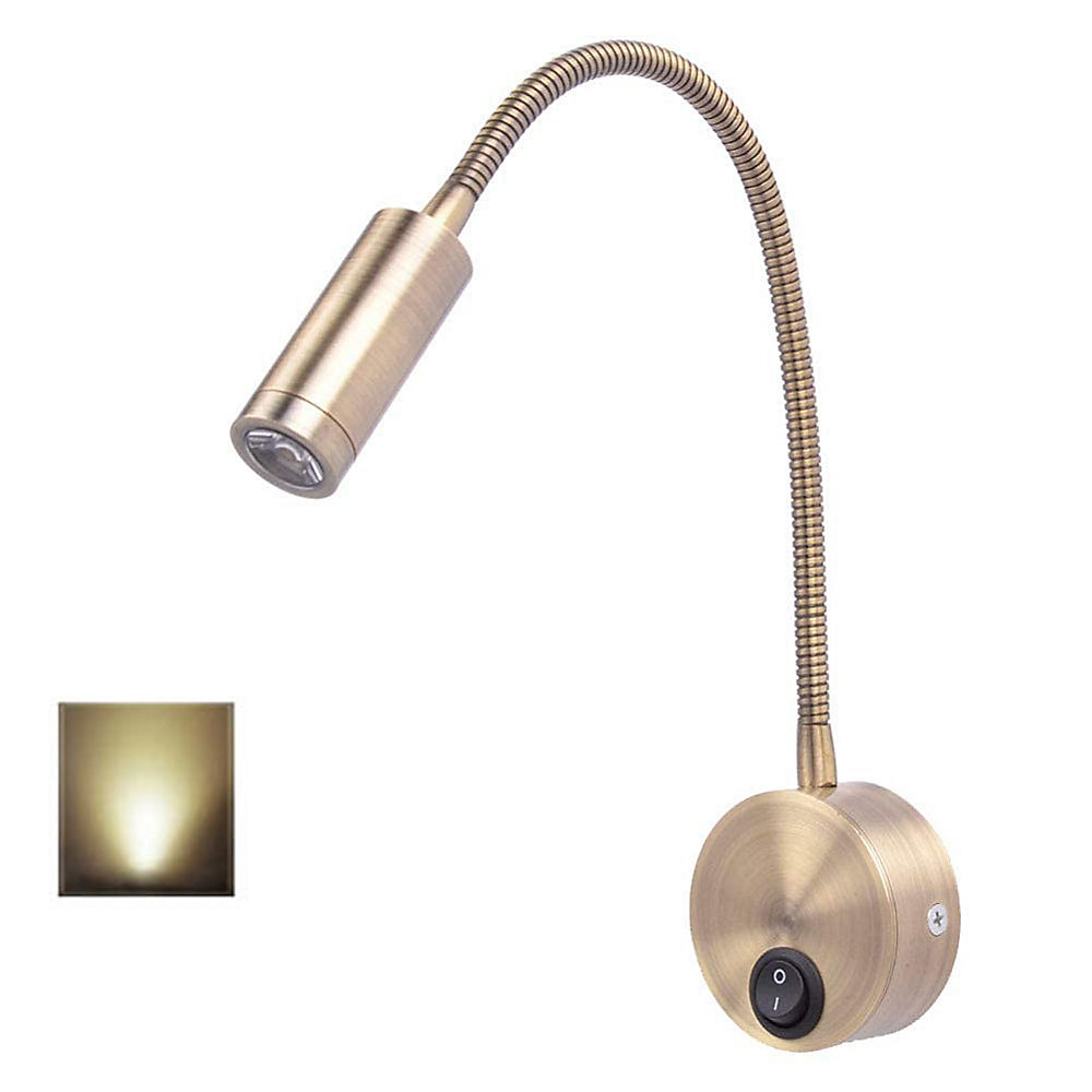 Lampe De Lecture Pour Chambre , Applique Murale Led Flexible En Bronze, Spot Mural Orientable, 4000 K