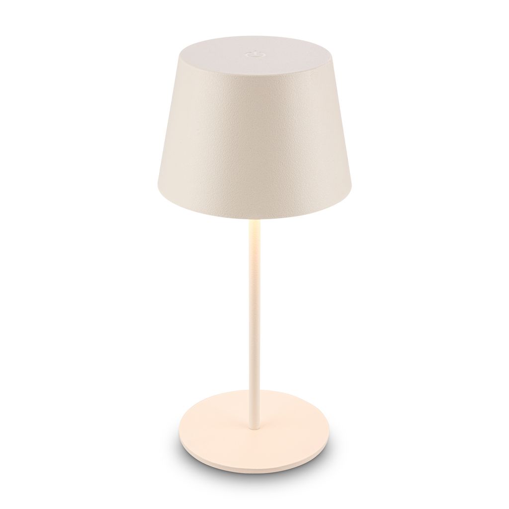B.k.licht Briloner Led Tischlampe Kabellos Ø9, 5x20, 5 Cm 1, 2w 120lm 2700k Warmweiß Dimmbar Altweiß - Akku Tischleuchte Wohnzimmer Schlafzimmer Balkon