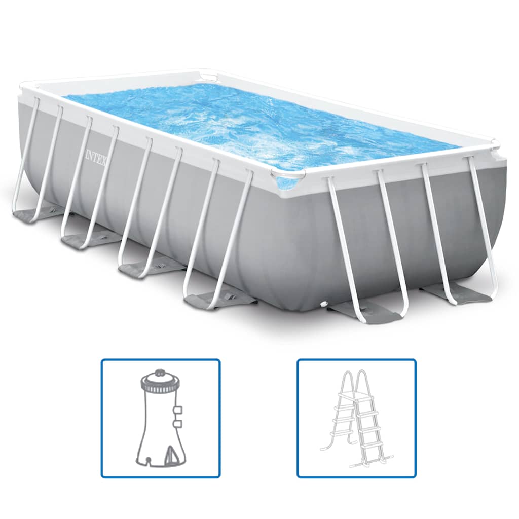 Intex - Frame Swimming Pool Set 'Prism Quadra Ii', Grau, 400 X 200 X 100 Cm, Inkl. Kartuschenfilteranlage 6941057414461