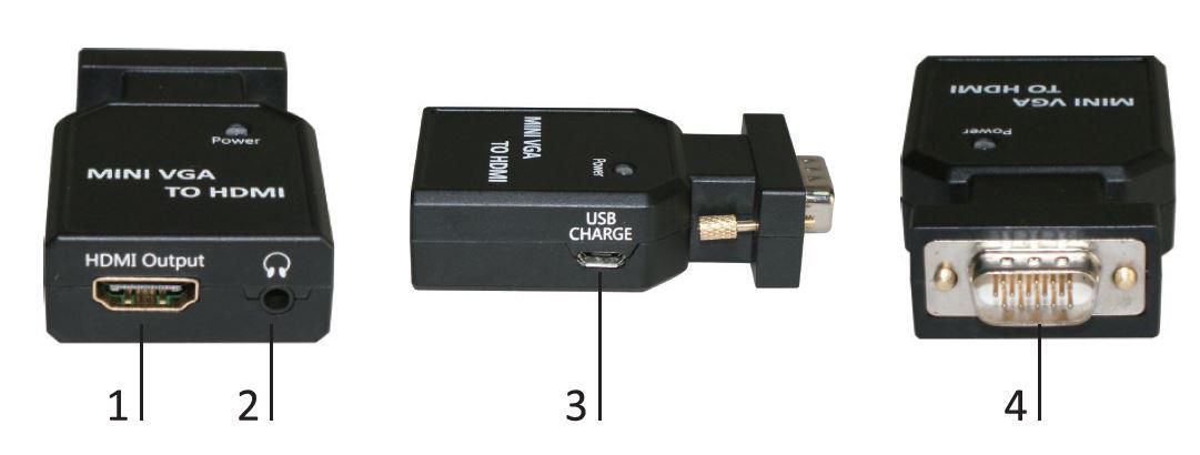 MicroConnect Mini VGA to HDMI Converter (HDMI), Video Adapter, Schwarz - Image 3