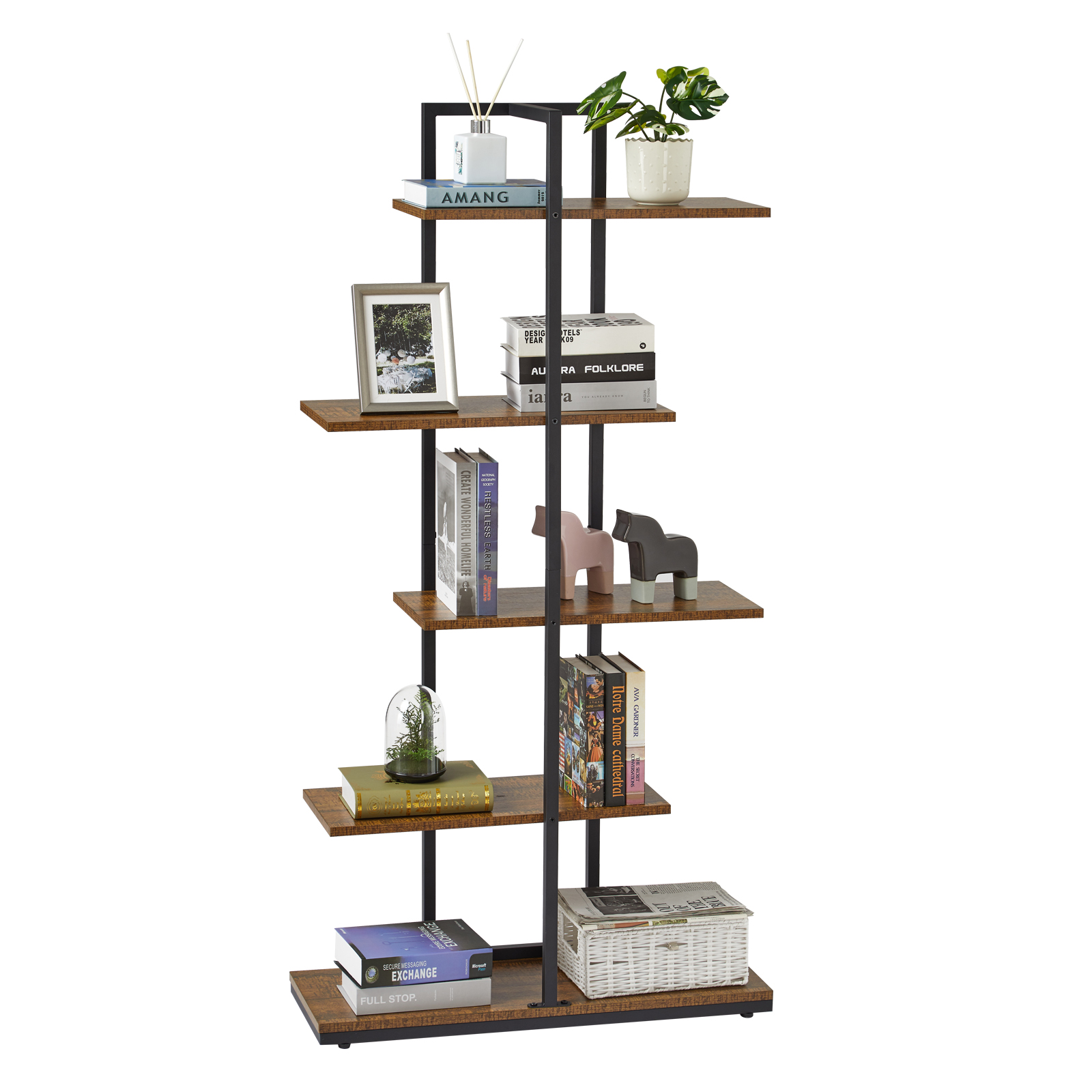 Mondeer – Bibliothèque Étagère De Rangement Au Sol 5 Niveaux En