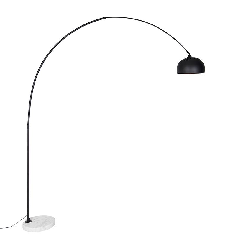 Qazqa Modern Arc Lamp Black With White Adjustable - Xxl