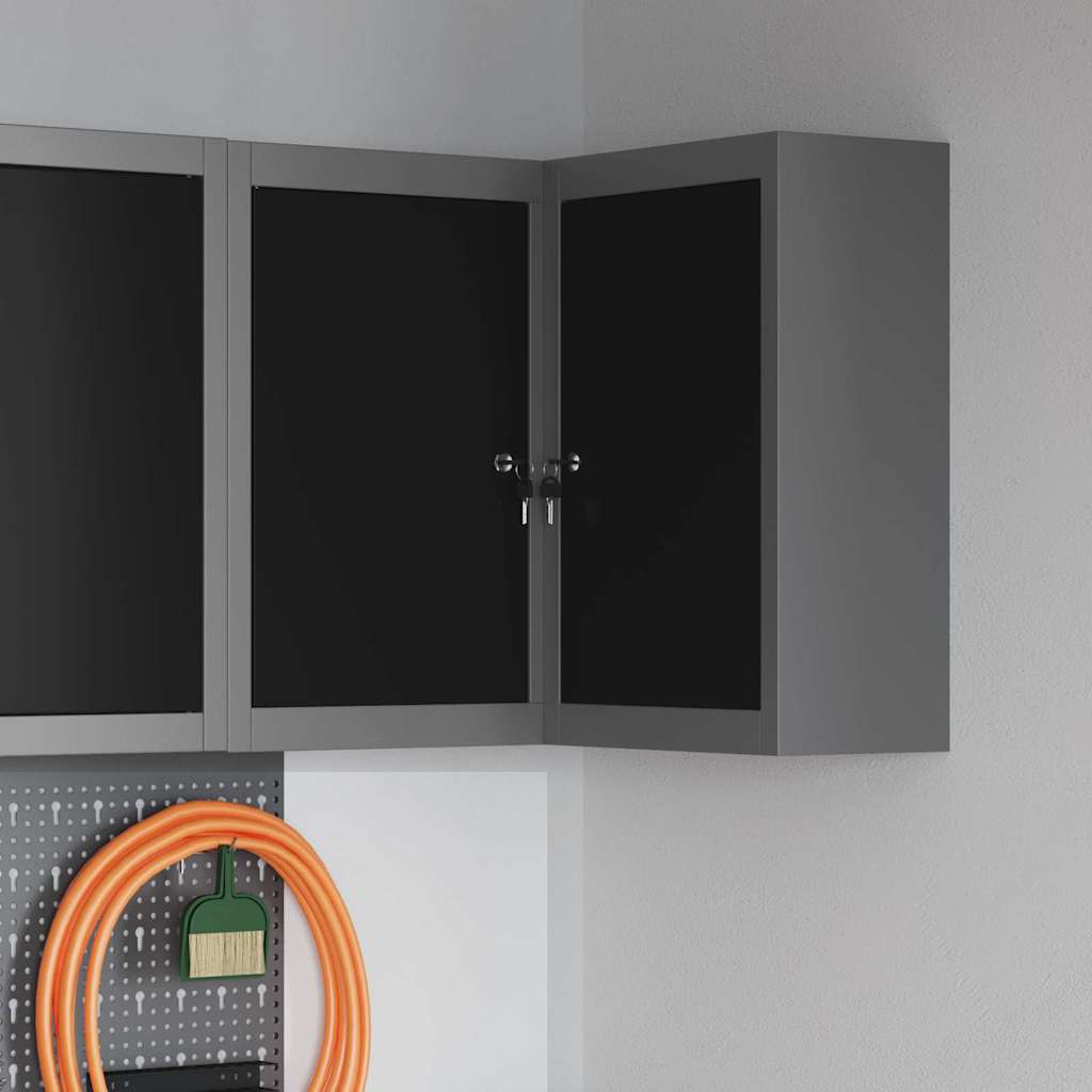 Armoire à outils en acier et bois d'ingénierie, 2 étagères réglables, 2 serrures à came, 55 x 55 x 55 cm