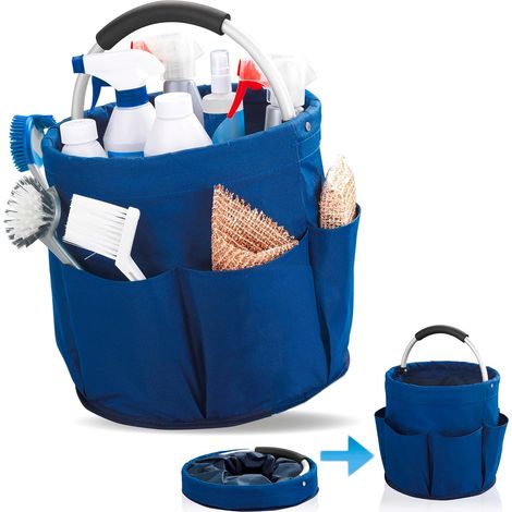 Boîte de rangement pour ustensiles de nettoyage et petits outils de jardin, bleu, 28 x 28 x 5 cm