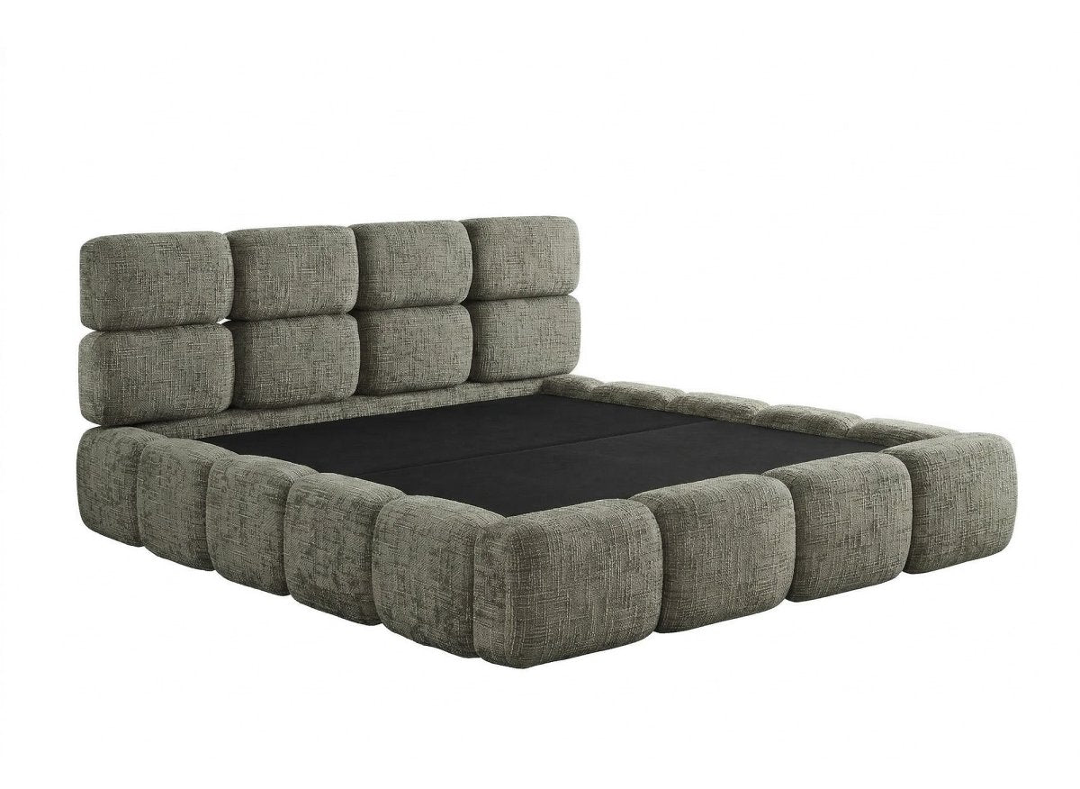 Lit Coffre En Velours Chine Vert Olive 160x200 Cm Bubble